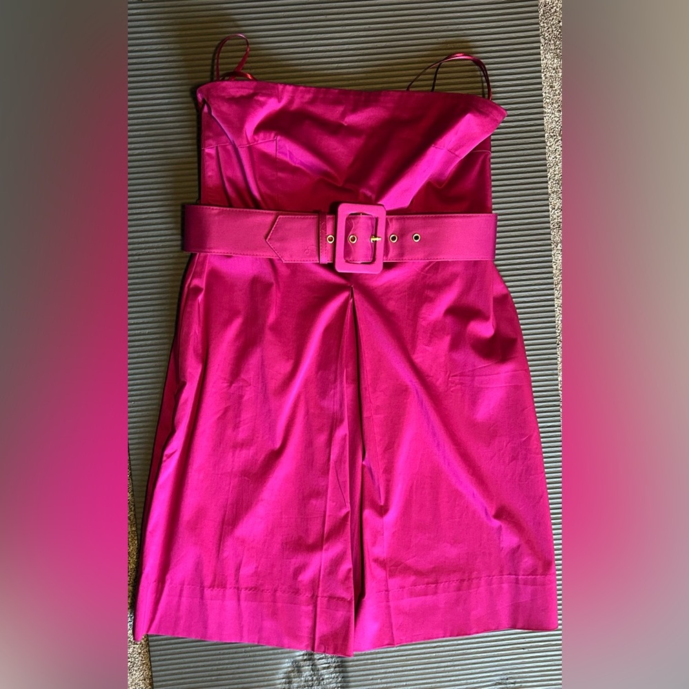 Ny&co belted strapless dress magenta 10